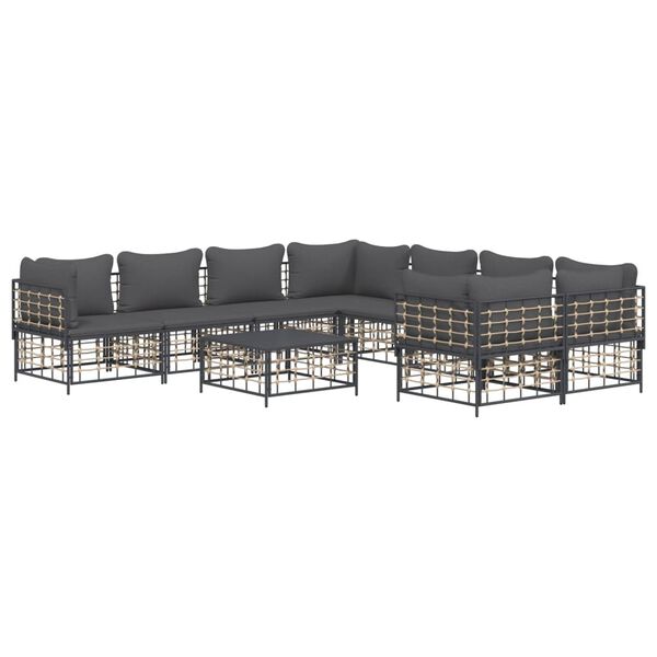 vidaXL Garden Lounge Set Set of 9 Anthracite