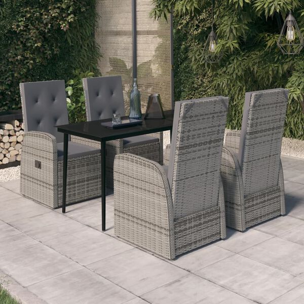 vidaXL Patio Dining Set Grey and Black