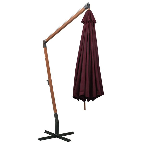 vidaXL Hanging Garden Parasol Bordeaux Red Polyester Large