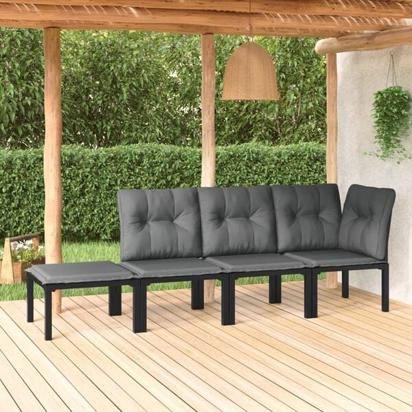 vidaXL Garden Lounge Set Black and Gray