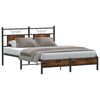 vidaXL Bed Frame Smoked Oak Engineered Wood and Steel Full Bed Frame