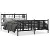 vidaXL Bed Frame Black Steel 59 x 79 in Rectangular Traditional