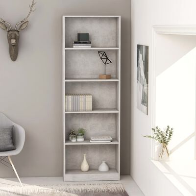 vidaXL 5-Tier Book Cabinet Concrete Gray 23.6"x9.4"x68.9" Chipboard