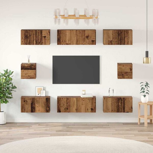 vidaXL TV Cabinet Set Wall-mounted 8 pcs Old Wood Engineered Wood