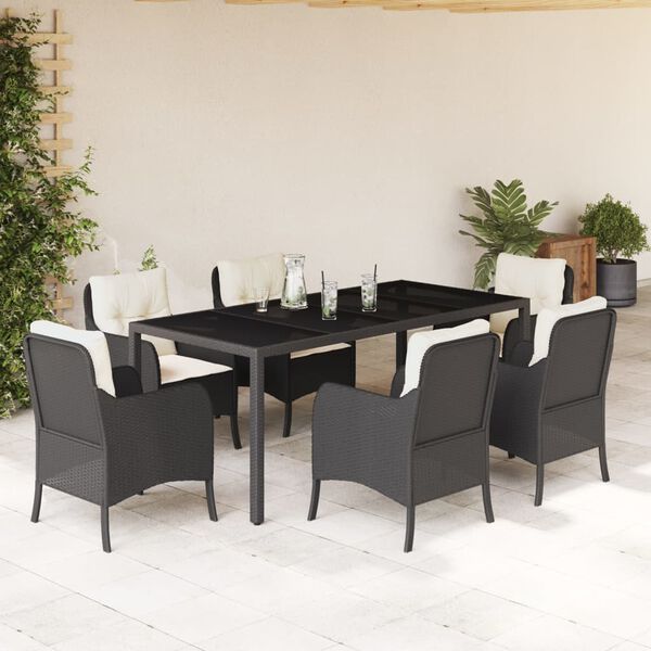 vidaXL Garden Dining Set Black and Cream