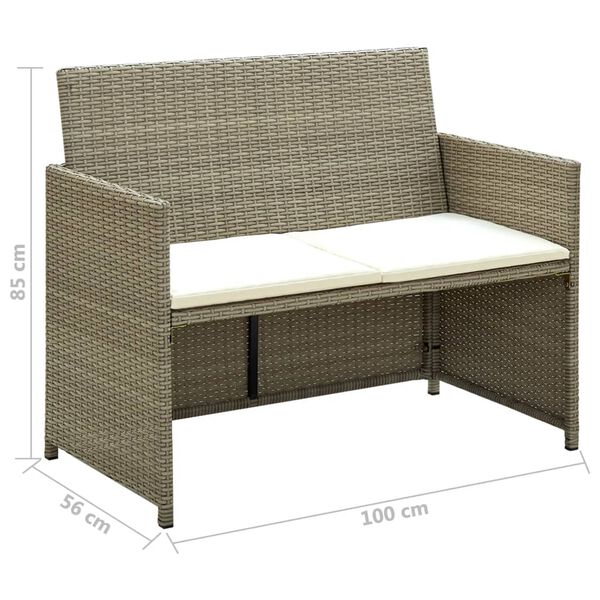 vidaXL Sofa Set of 2 Beige Poly Rattan 2-seater Light Weight Sofa