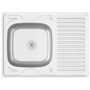 vidaXL Kitchen Sink with Drainer Set Silver 31.5"x23.6"x6.1" Stainless Steel