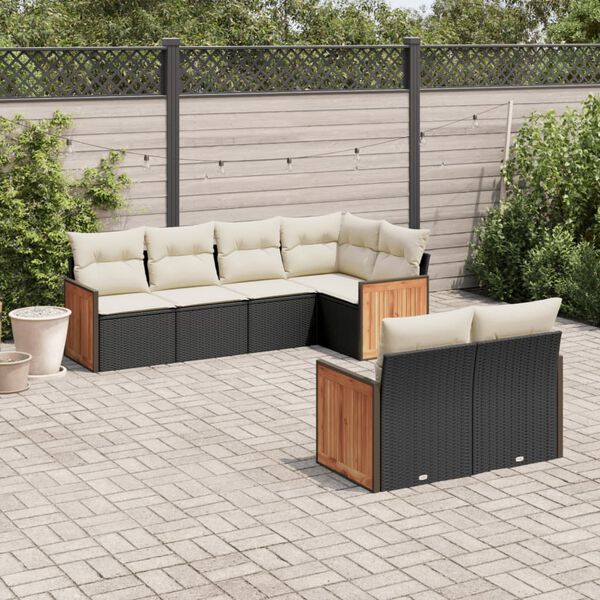 vidaXL Garden Sofa Set Black, Cream White