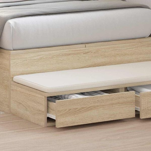 vidaXL Bed Drawers Sonoma Oak 39.37 x 14.37 x 6.50 in Engineered Wood