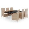 vidaXL Garden Dining Set Beige and black