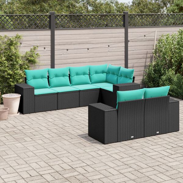 vidaXL Patio Sofa Set Black and Blue