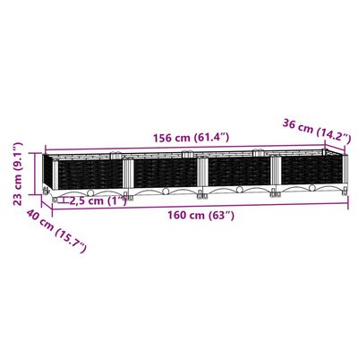 vidaXL Raised Bed 63"x15.7"x9.1" Polypropylene