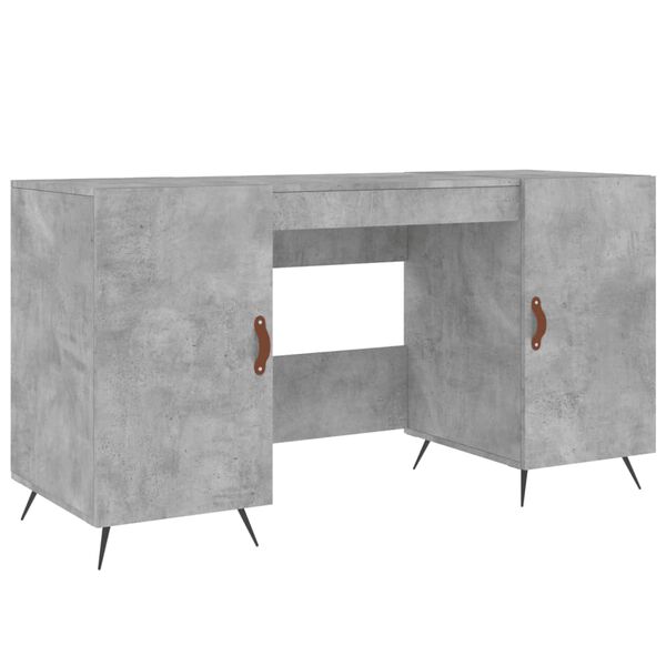 vidaXL Desk Concrete Grey Engineered wood, iron, faux leather Standard