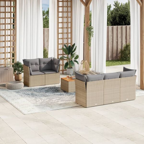 vidaXL Garden Sofa Set Beige, Brown, Light grey