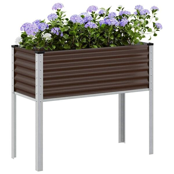 vidaXL Garden Planter Brown Steel Large Durable Garden Planter
