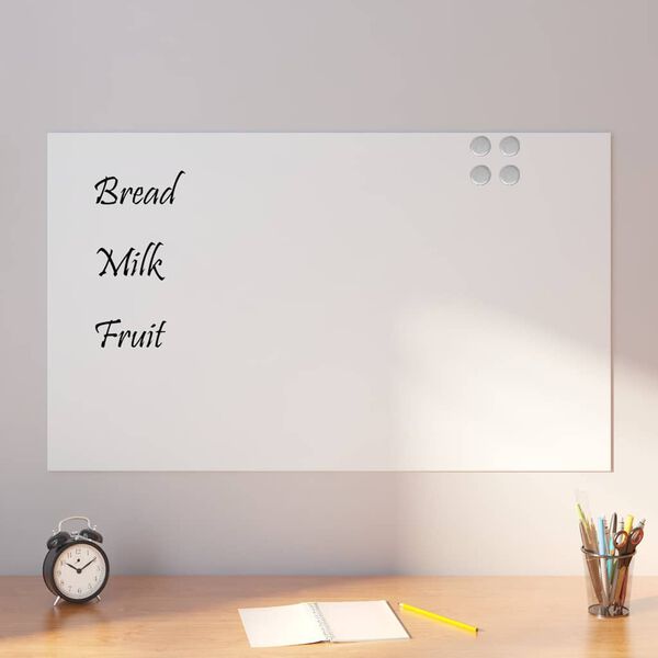 vidaXL Wall-mounted Magnetic Board White 39.4"x23.6" Tempered Glass