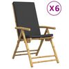 vidaXL Garden Reclining Chair Set of 6 Dark gray and bamboo