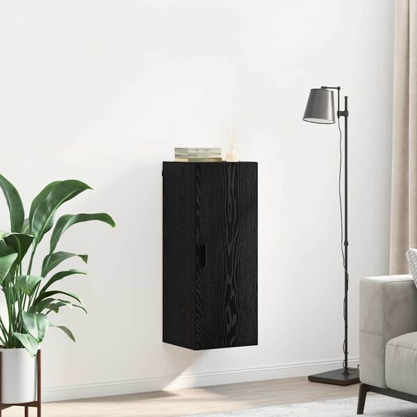 vidaXL Wall Mounted Cabinet Black Oak 13.58 x 13.39 x 35.43 in