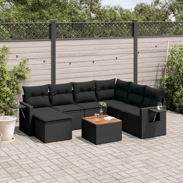 vidaXL Garden Sofa Set Black