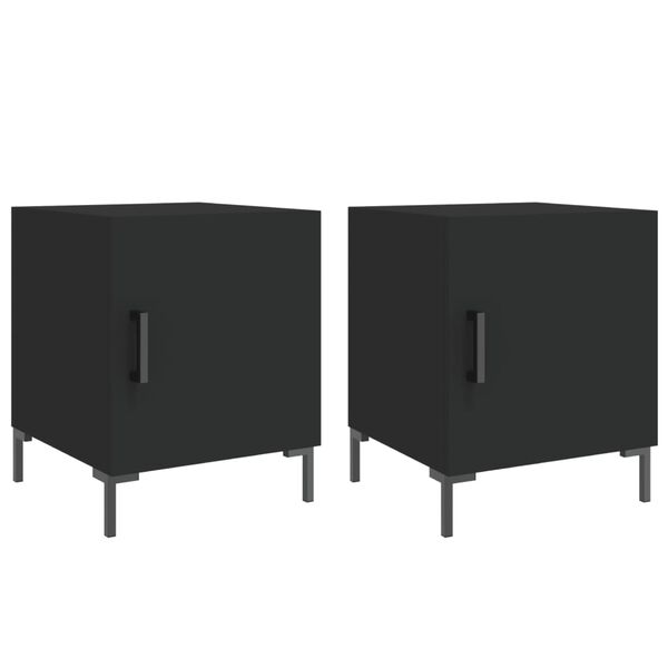 vidaXL Bedside Cabinet Set of 2 Black Engineered wood, Iron