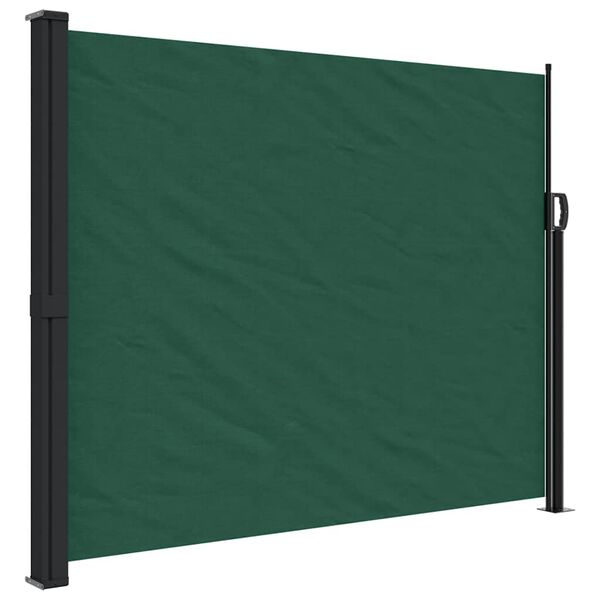 vidaXL Retractable Side Awning Dark Green 100% Polyester with a PU coating