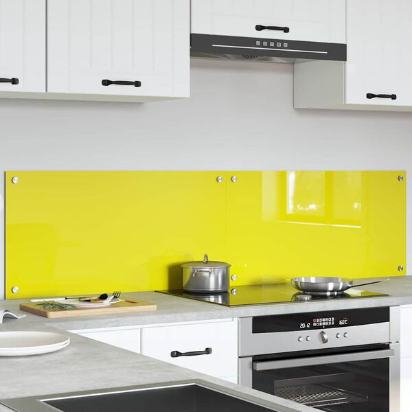 vidaXL Kitchen Backsplash 2 pcs Yellow 31.50 x 15.75 in Tempered Glass