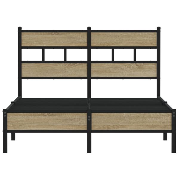 vidaXL Bed Frame Sonoma oak Steel, engineered wood Small Double