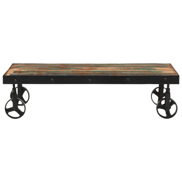 vidaXL Coffee Table with Wheels Solid Reclaimed Wood 39.4"x21.7"x10.2"