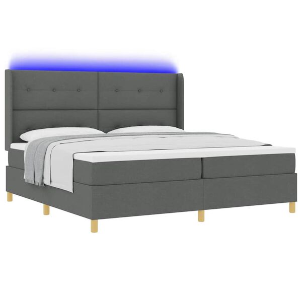 vidaXL Box Spring Bed with Mattress Grey 55.12 x 78.74 in Fabric