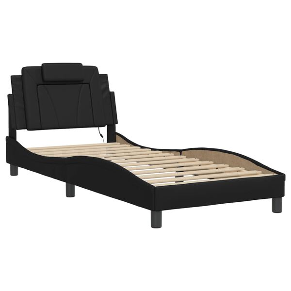vidaXL Bed Frame "Viana" with LED without Mattress Black 35.4"x74.8"