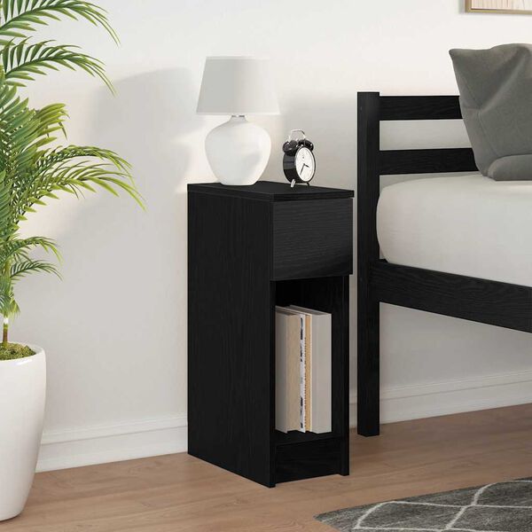 vidaXL Bedside Cabinet Black Oak Engineered Wood Compact Bedside Cabinet