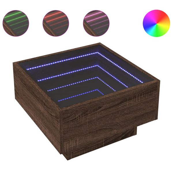 vidaXL Coffee Table Brown oak Engineered wood, glass 19.7x19.7x11.8 in