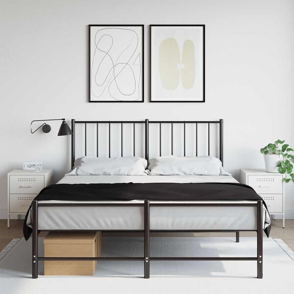 vidaXL Bedside Cabinet Set of 2 White Steel Standard Storage