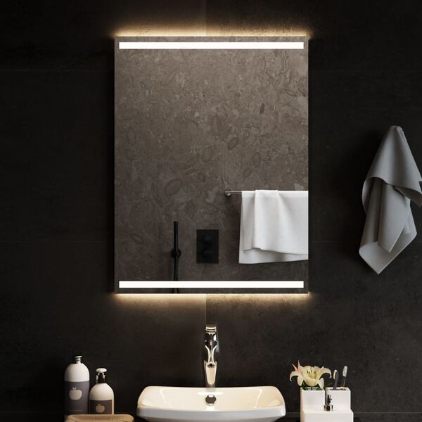 vidaXL LED Bathroom Mirror Transparent Glass 24 x 31.5 in