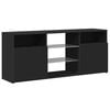 vidaXL TV Cabinet Black Engineered wood, tempered glass 47.2x11.8x19.7 in