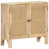 vidaXL Sideboard 31.5"x11.8"x28.7" Solid Mango Wood and Natural Cane