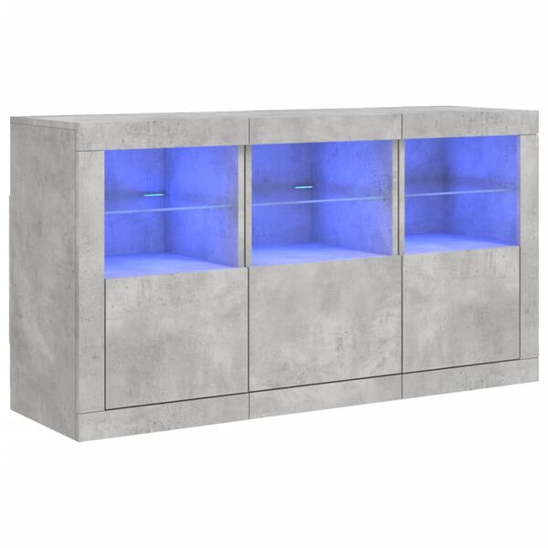 vidaXL Sideboard Concrete grey Engineered wood, glass