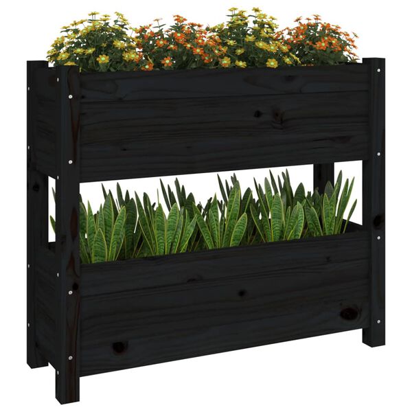vidaXL Planter Black Solid pine wood Medium Planters Planter