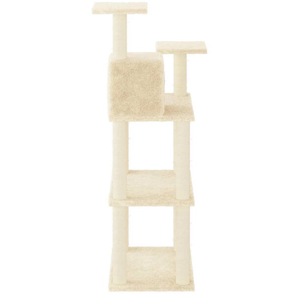 vidaXL Cat Tree Cream Engineered wood, plush, sisal 46.7 in tall