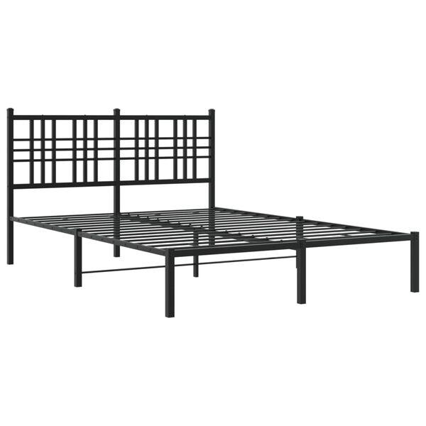 vidaXL Bed Frame Black Powder-Coated Steel Small Double Metal Bed Frame