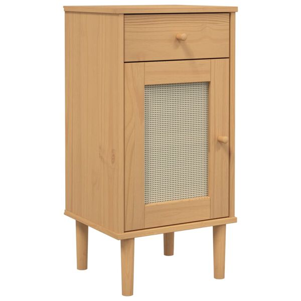 vidaXL Bedside Cabinet Brown Solid Pine Wood Medium Bedside Cabinet