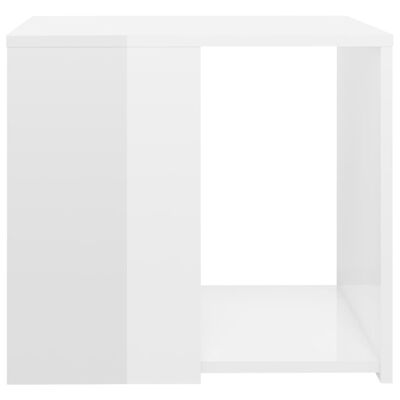 vidaXL Side Table High Gloss White 19.7"x19.7"x17.7" Engineered Wood