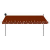 vidaXL Retractable Awning Orange and Brown Polyester with PU coating, Steel
