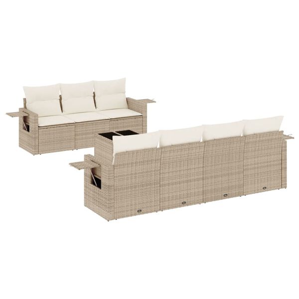 vidaXL Garden Sofa Set Beige, Cream white PE rattan Large Foldable