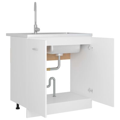 vidaXL Sink Bottom Cabinet White 31.5"x18.1"x32.1" Engineered Wood