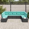 vidaXL Garden Sofa Set 9 pcs Black and Turquoise Poly Rattan