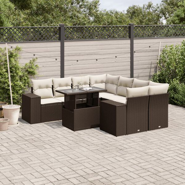 vidaXL Garden Sofa Set Brown, Cream White