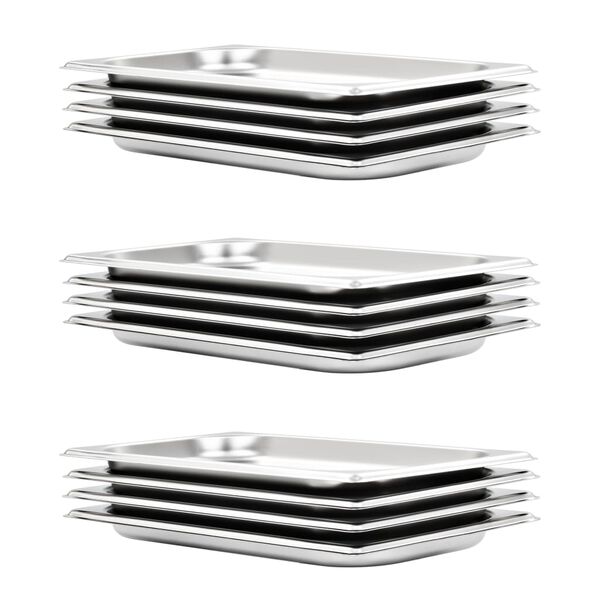 vidaXL Gastronorm Containers 12 pcs GN 1/3 0.79" Stainless Steel