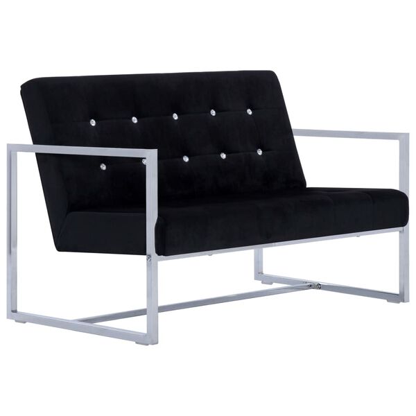 vidaXL Armchair Black Velvet, Chrome, Wood Standard Durable Loveseat
