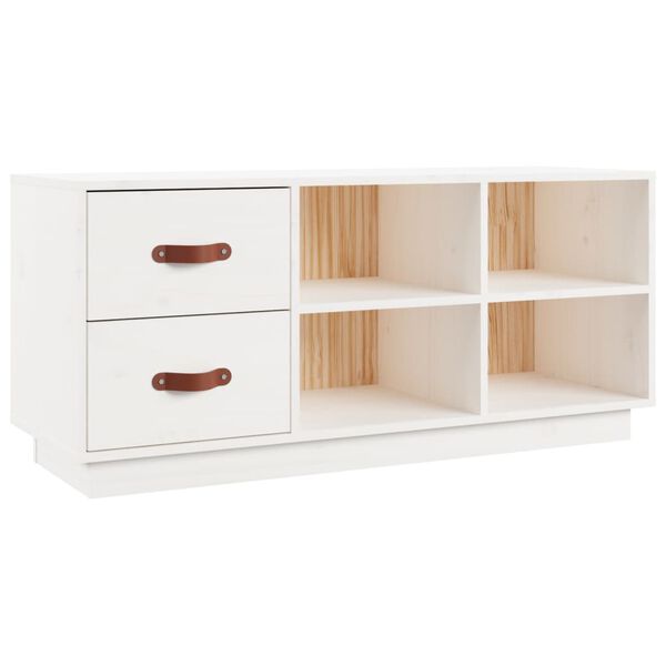 vidaXL Shoe Bench White Solid pine wood 39.4 in x 13.4 in x 17.7 in